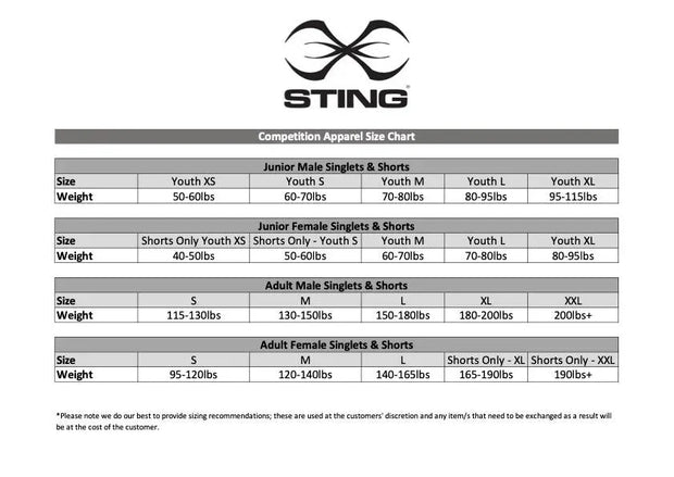 Boxing Distance Chart Sting Competition Trunks – Box-Up Nation™